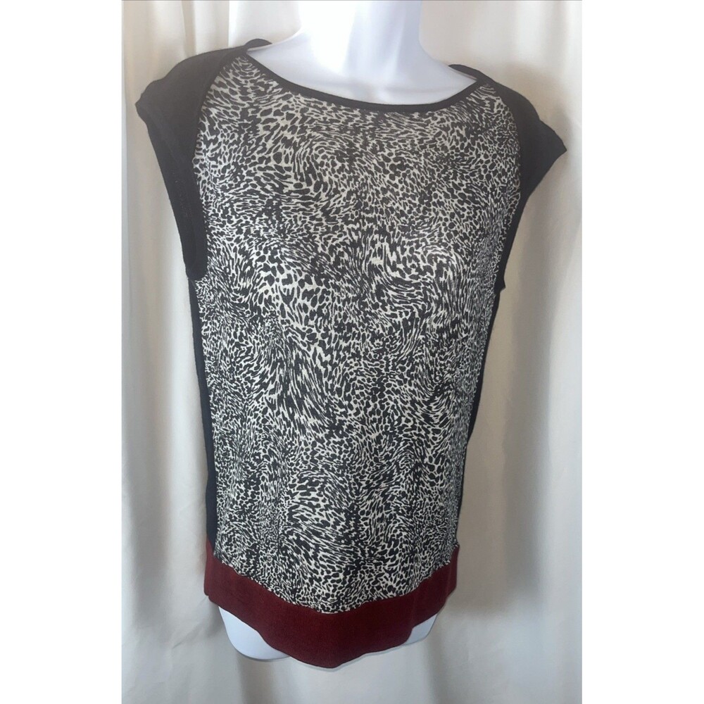 Jones New York Collection Mixed Knit Women’s Top Size M Animal Print Moab Wife